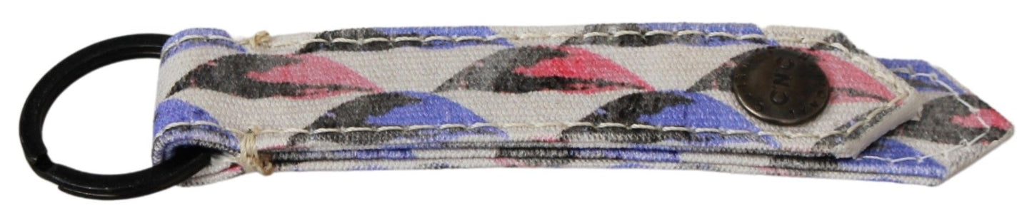 White Ring Branded Textile Keychain
