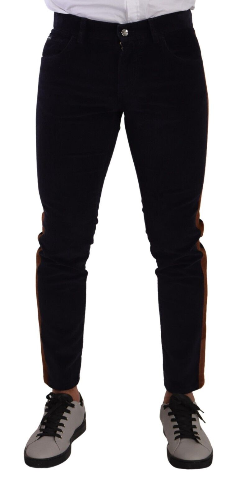 Blue Cotton Stretch Skinny Corduroy Jeans