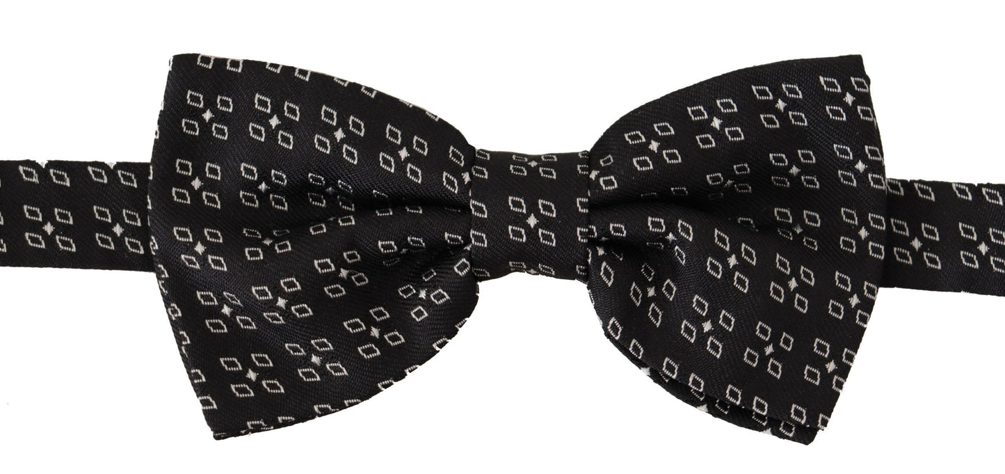 Dark Gray White Polka Dot 100% Silk Neck Papillon Tie