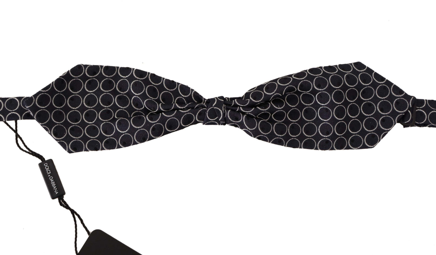 Dark Gray White Round 100% Silk Neck Papillon Tie