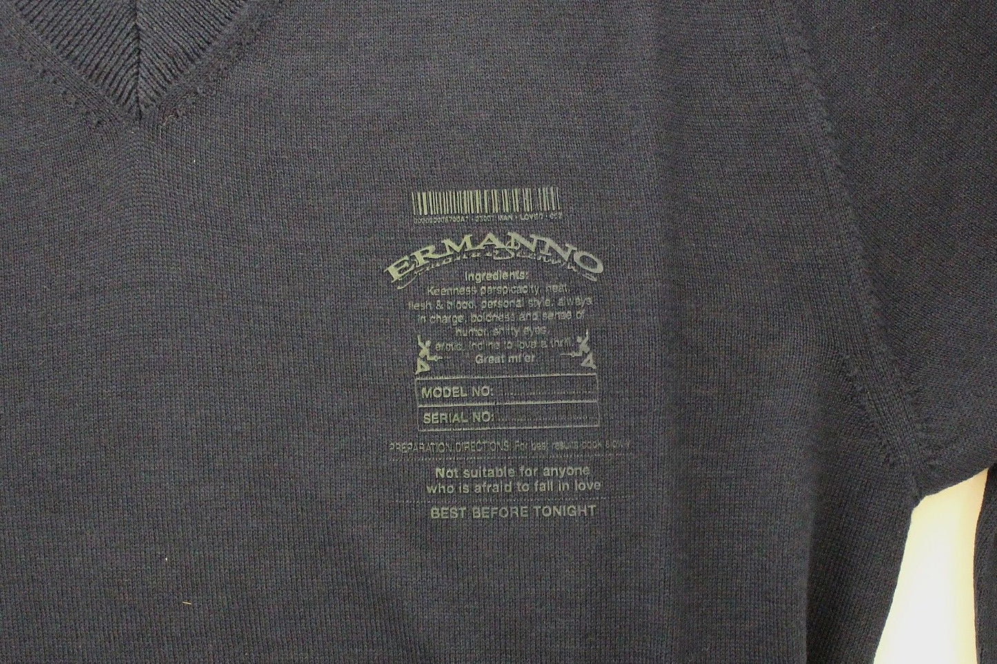 Blue Wool Blend V-neck Pullover Sweater