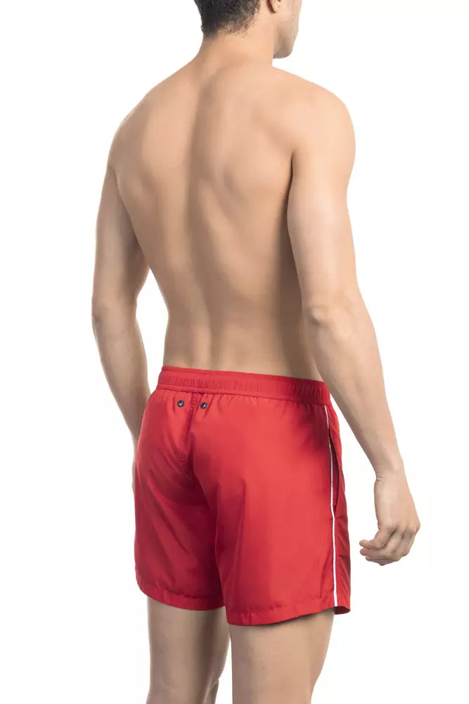 Black Polyester Men Swimsuit