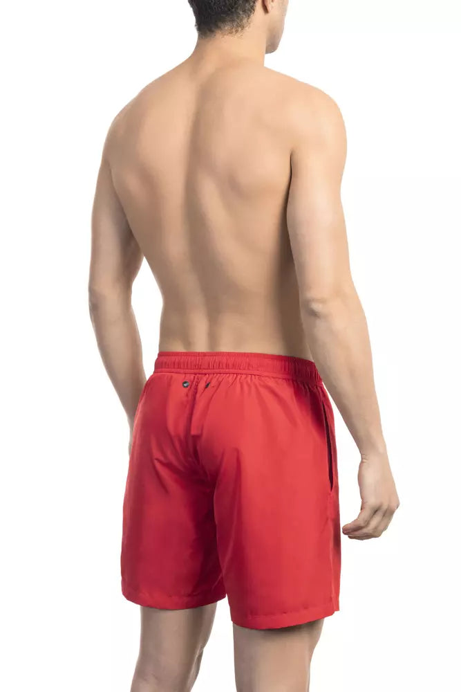 Black Polyester Men Swimsuit