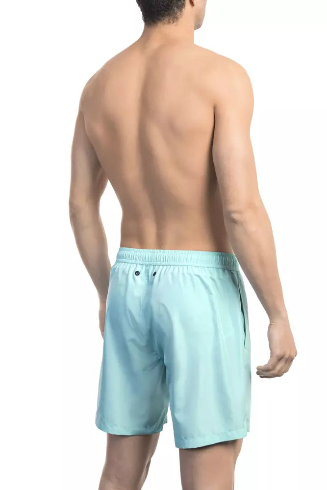 Black Polyester Men Swimwear Shorts