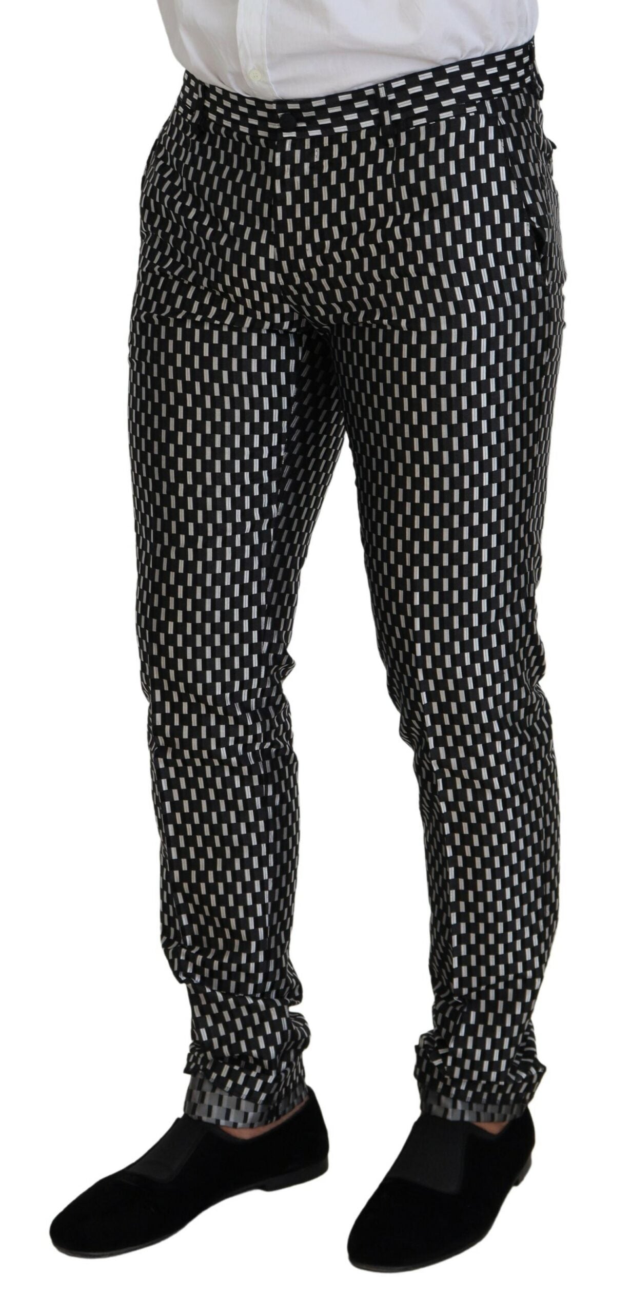 Dark Gray White Silk MARTINI Slim Fit Suit
