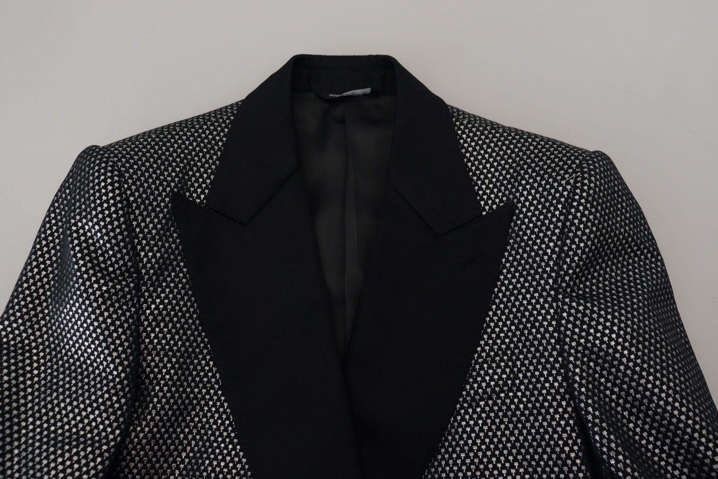 Dark Gray Silver Jacquard Slim Fit Jacket Blazer