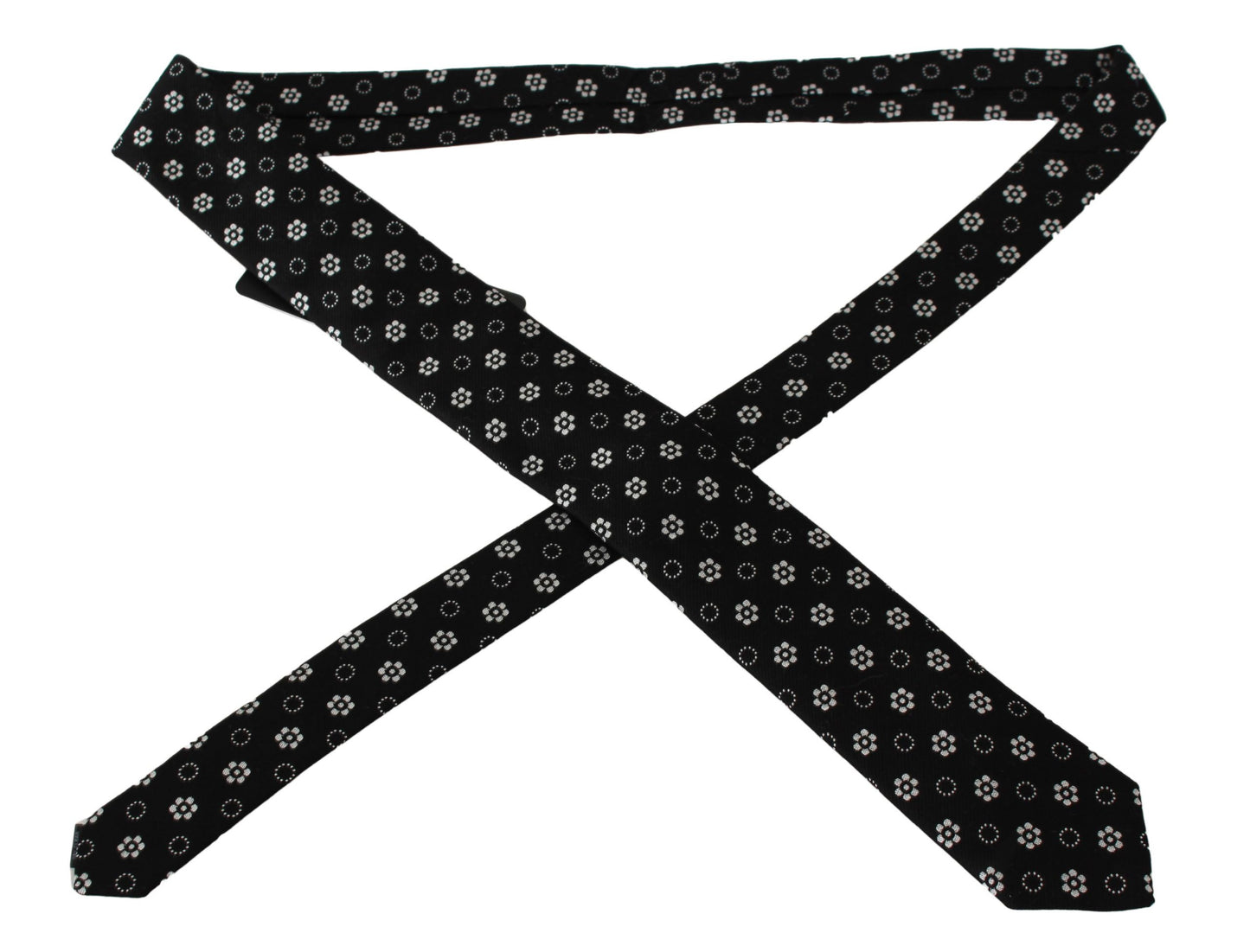 Dark Gray 100% Silk Floral Print Print Classic Tie