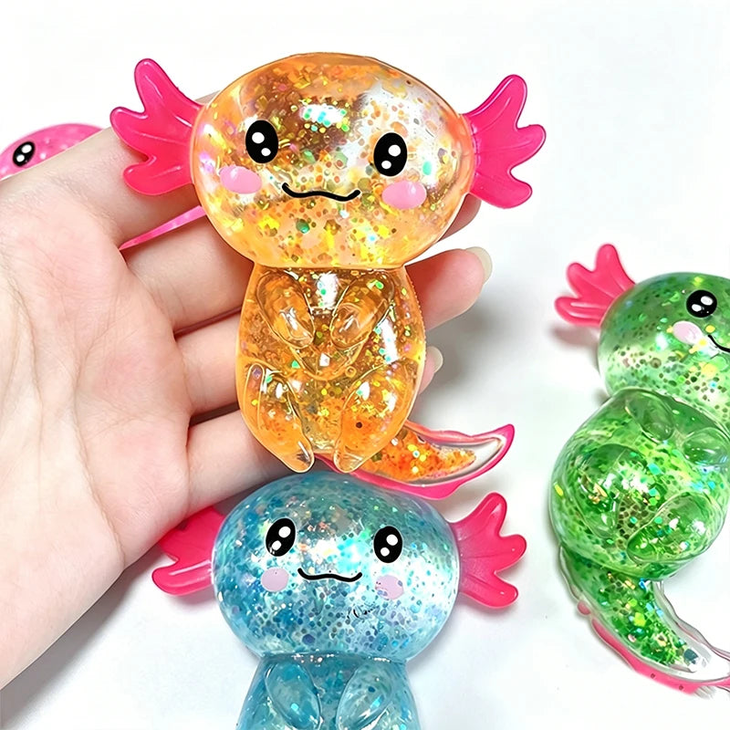 Glitter Axolotl Squishy | Slow-Rising Sensory Fidget Toy