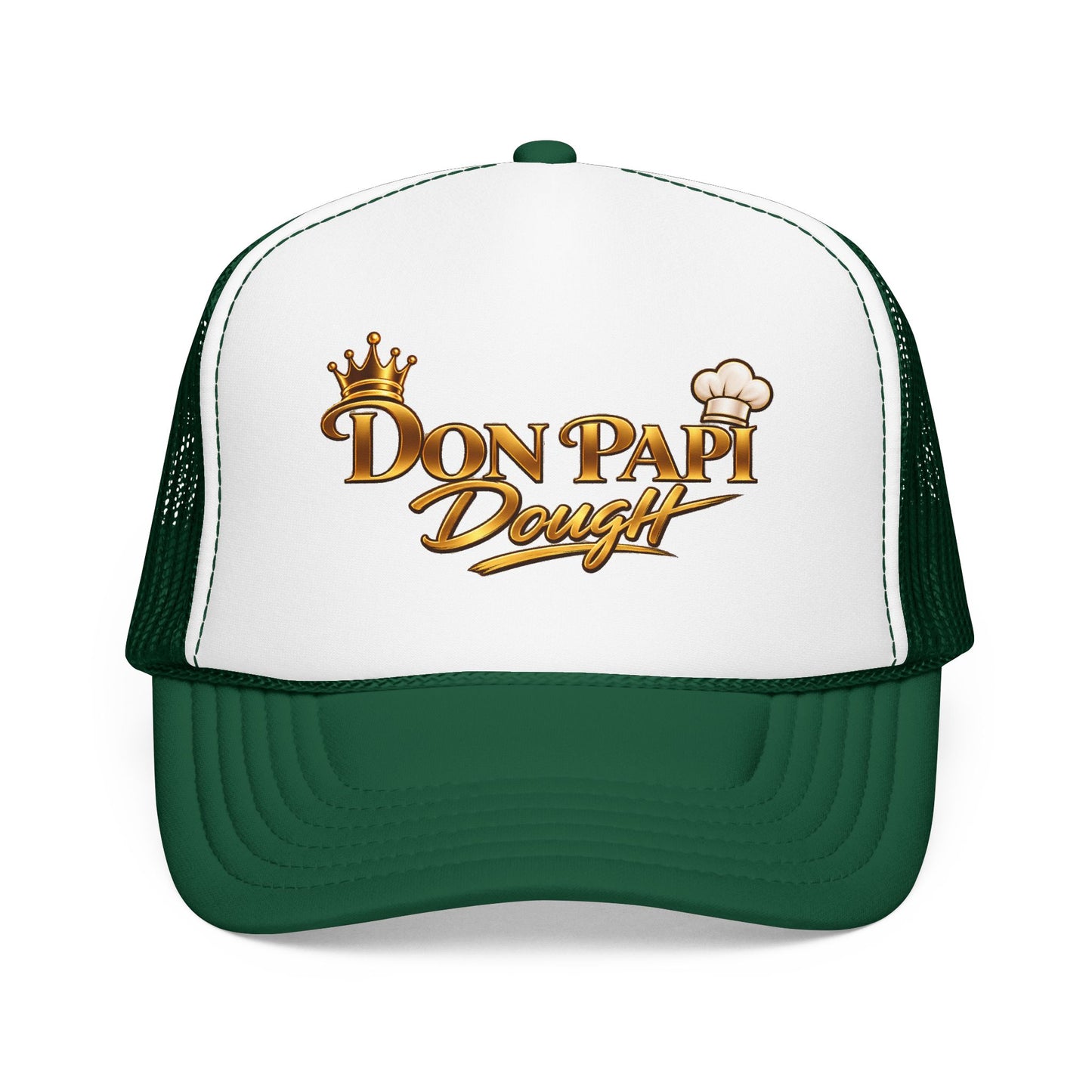 Don Papi Dough Trucker Hat - Gold Script Logo Foam Mesh Cap