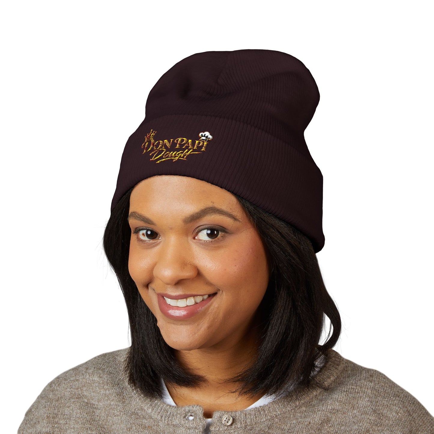 Don Papi Dough Gold Embroidered Cuffed Beanie