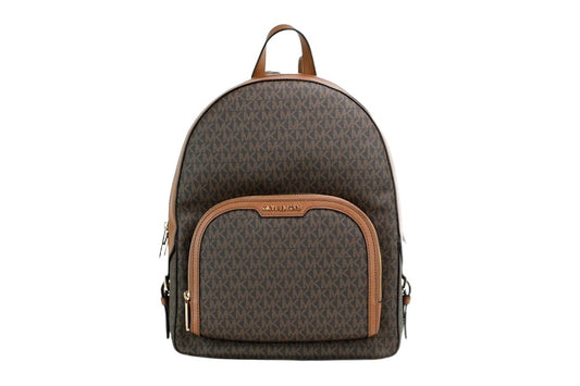 Michael Kors Jaycee Large Brown Signature PVC Shoulder Backpack Bookbag