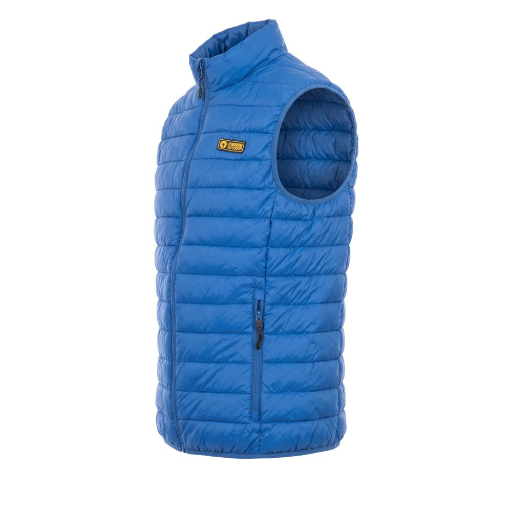 Blue Polyester Men Sleeveless Jacket