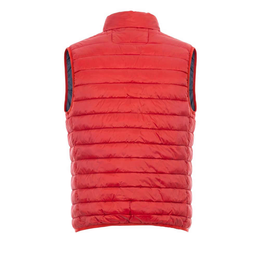 Red Polyester Men's Sleeveless Jacket
