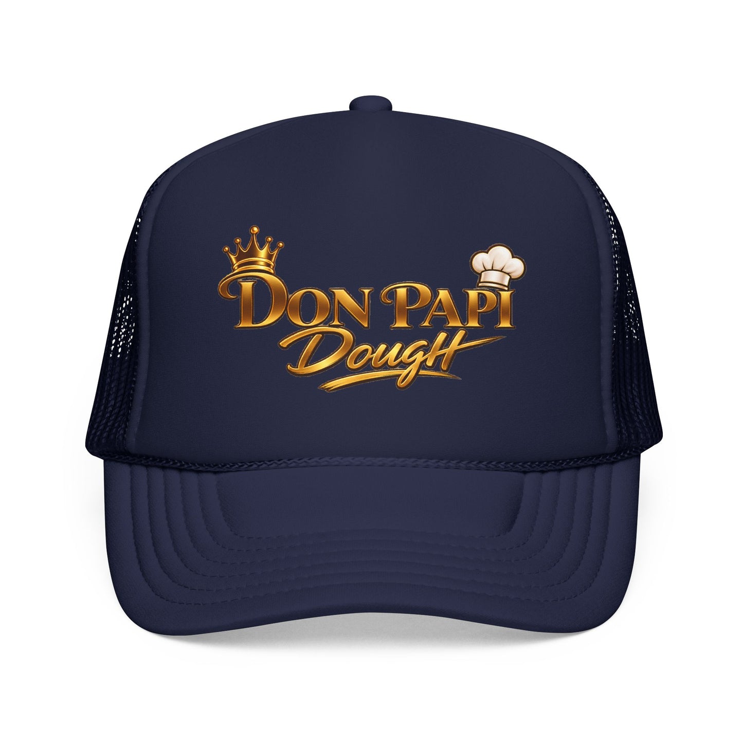 Don Papi Dough Trucker Hat - Gold Script Logo Foam Mesh Cap