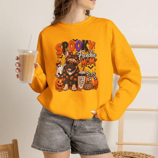 Spooky Frenchie Mom Crewneck | Halloween French Bulldog Pumpkin Sweatshirt