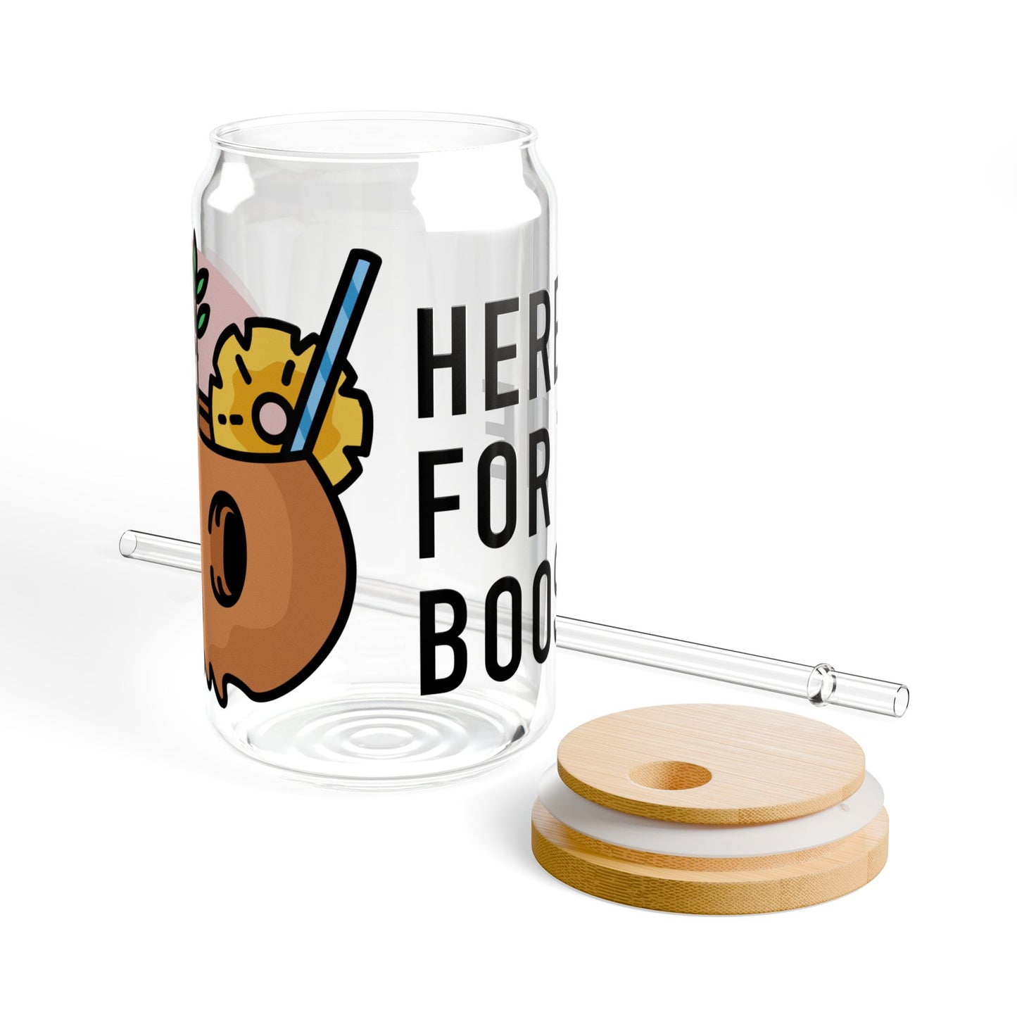 Here for the Boos 16oz Sipper Glass - Cute Pumpkin Planter Design "Here for the Boo-ze"