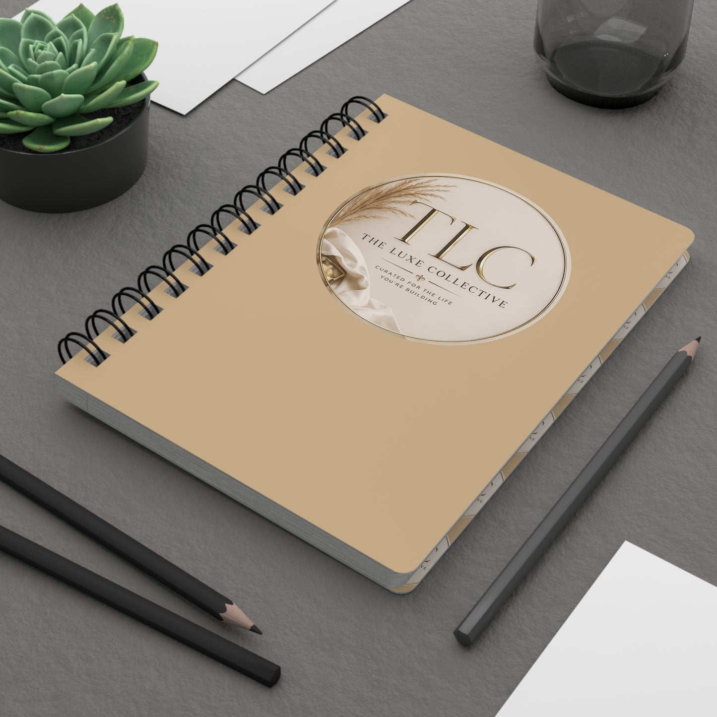 TLC The Luxe Collective Spiral Journal — Neutral Boho Notebook for Journaling, Notes & Planning