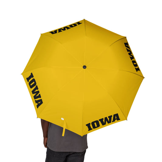 48" Personalizable University of Iowa Umbrella – Gold & Black IOWA Hawkeye Umbrella – Custom Name – Game Day Gift