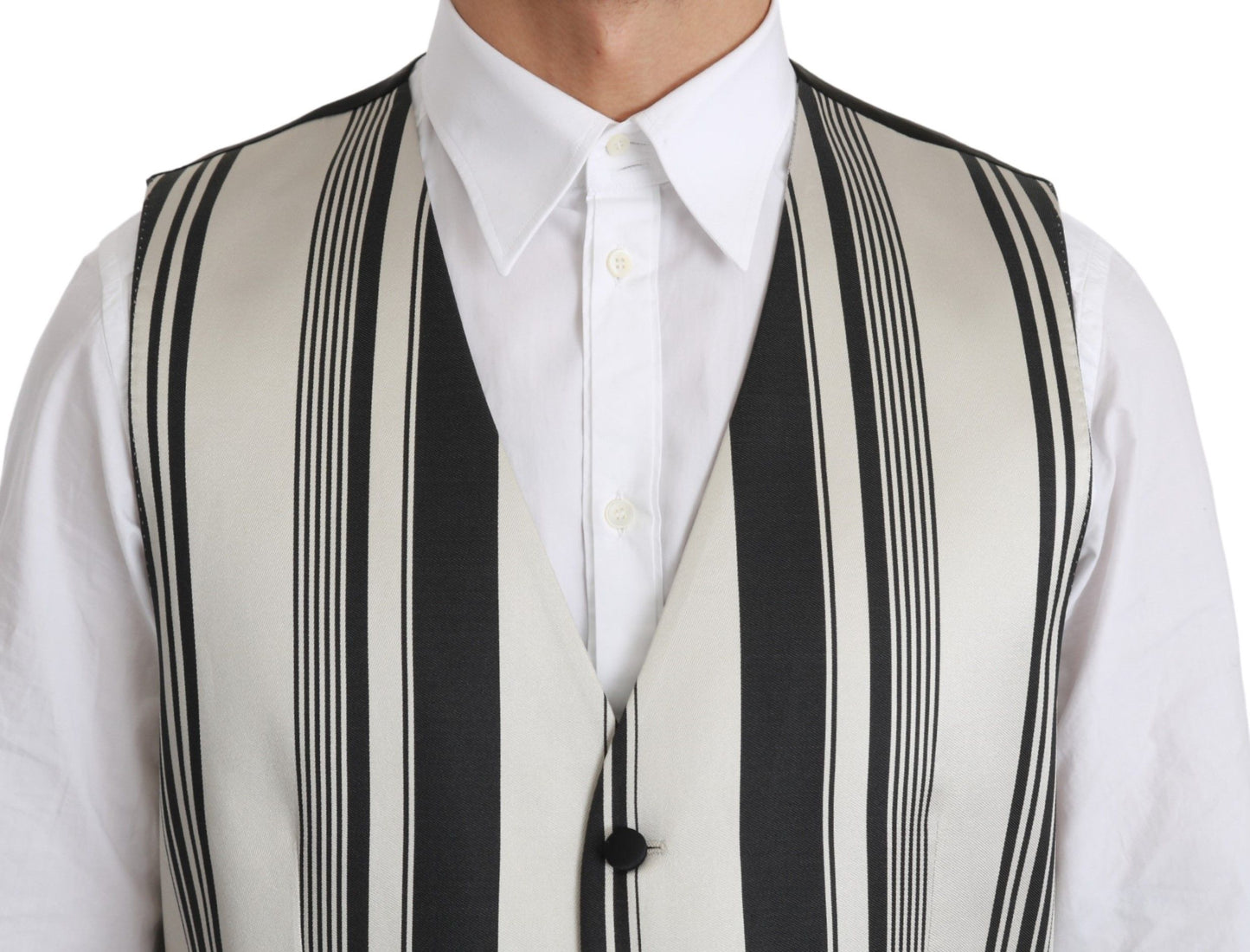 White Gray Black Stripes Waistcoat Formal Vest