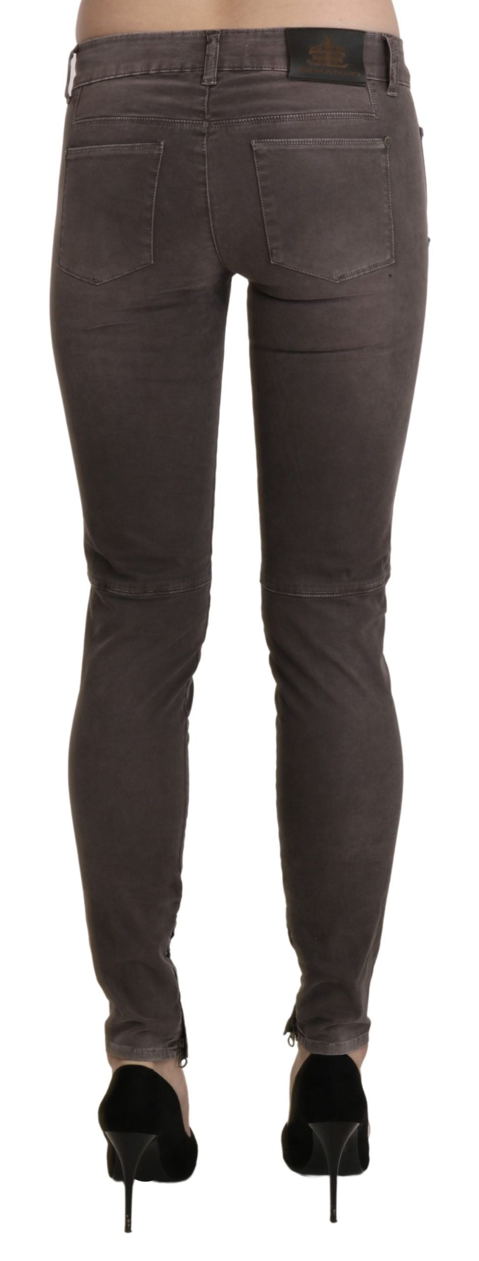 Brown Low Waist Skinny Slim Trouser Cotton Jeans
