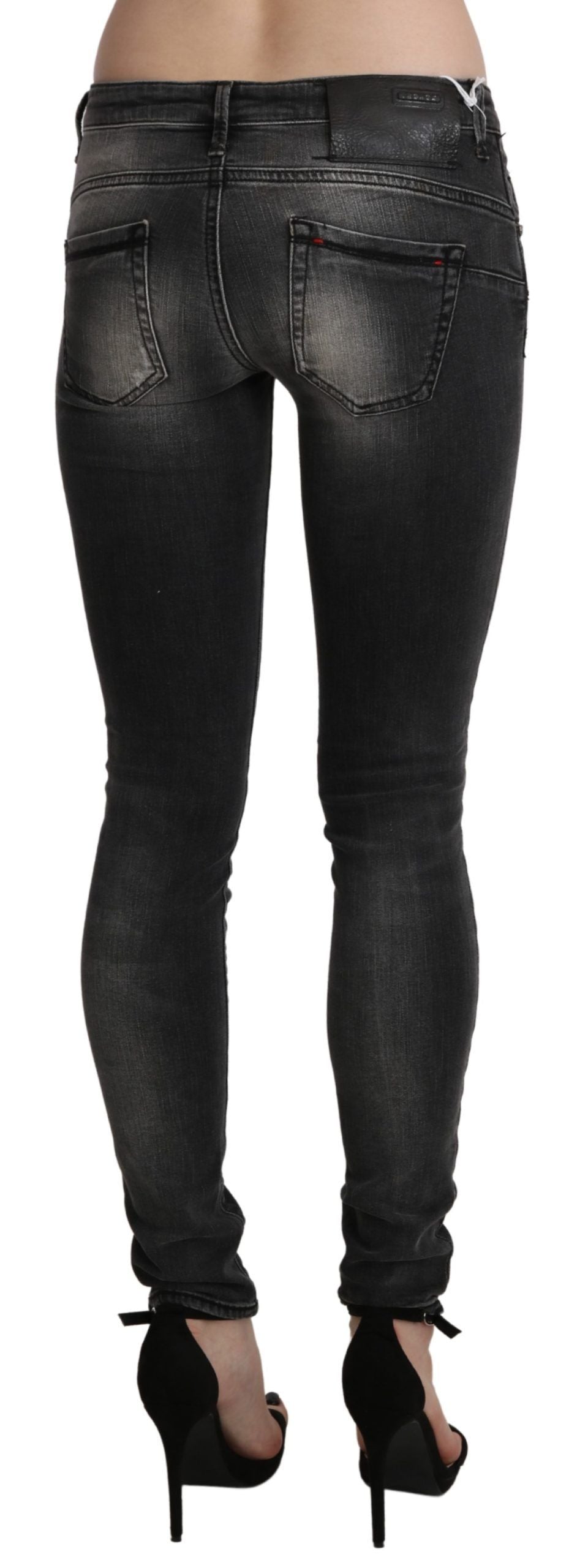 Black Gray Washed Skinny Trouser Cotton Jeans