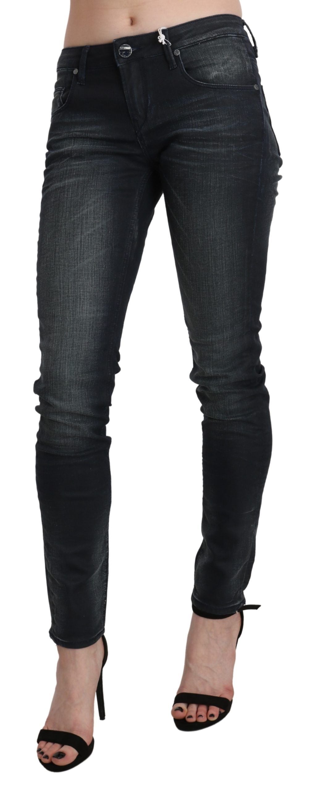 Blue Washed Low Waist Skinny Denim Trouser