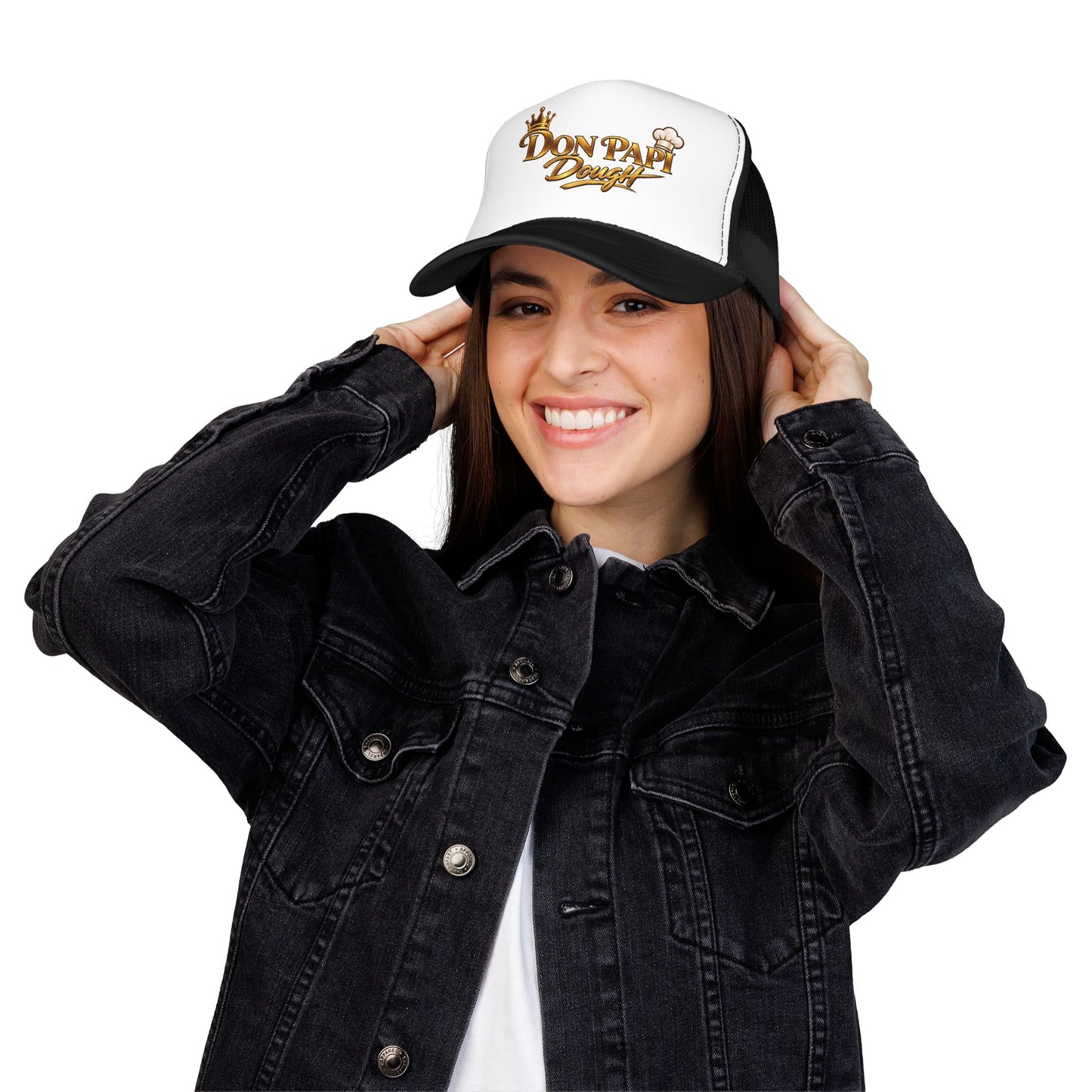 Don Papi Dough Trucker Hat - Gold Script Logo Foam Mesh Cap