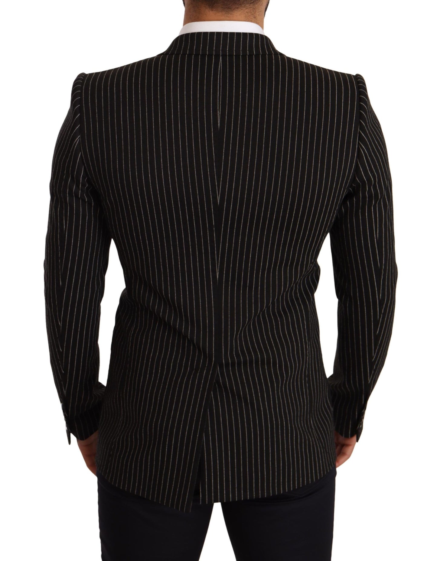 Dark Gray White Striped Slim Fit Coat Blazer