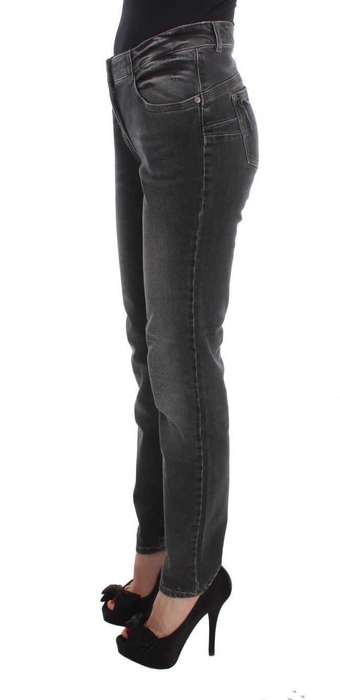 Gray Wash Cotton Blend Stretch Jeans Pants