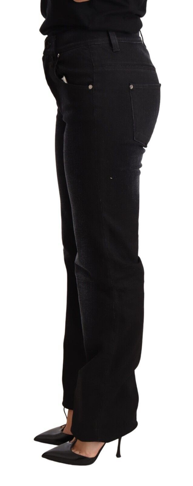 Black Washed Straight Denim Trouser Cotton Jeans