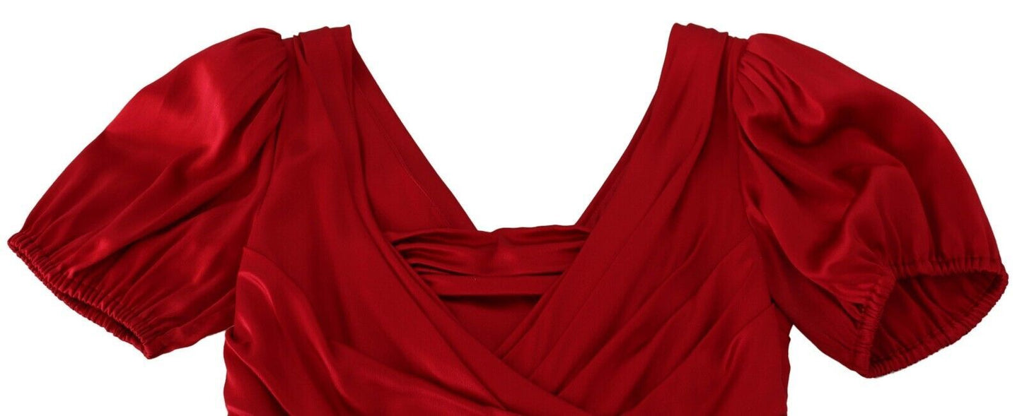 Red Silk Stretch Sheath Mermaid Gown Dress