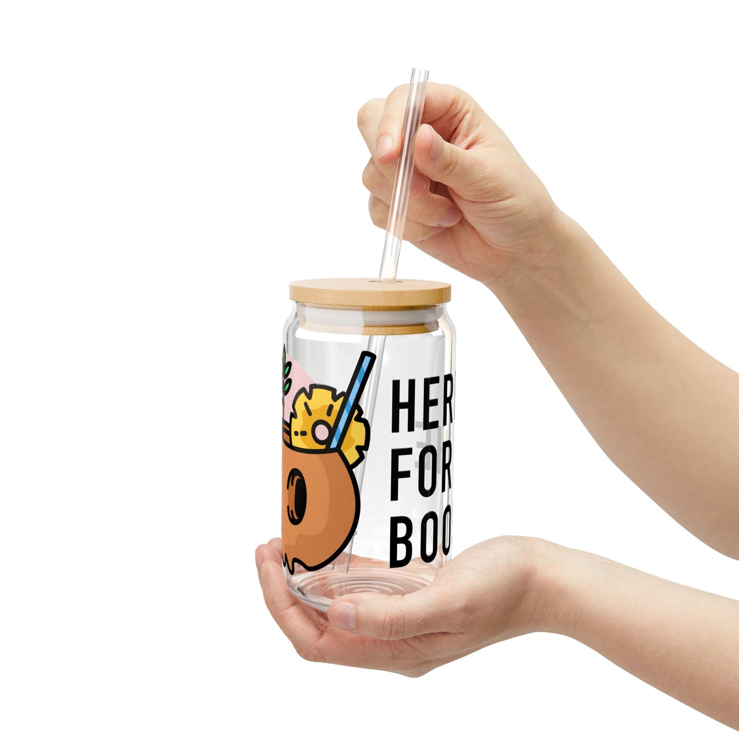 Here for the Boos 16oz Sipper Glass - Cute Pumpkin Planter Design "Here for the Boo-ze"