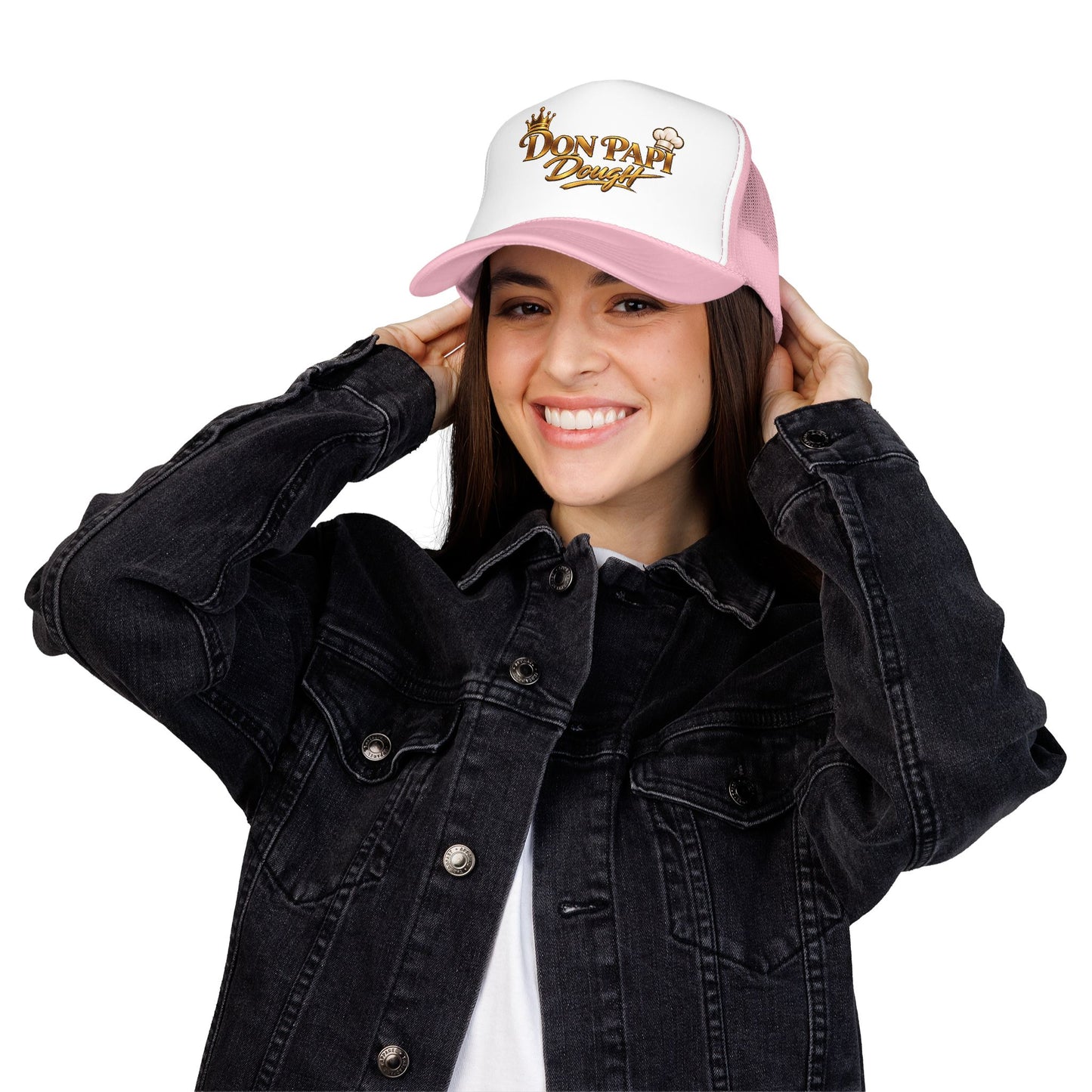Don Papi Dough Trucker Hat - Gold Script Logo Foam Mesh Cap