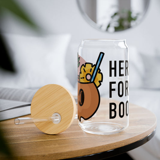 Here for the Boos 16oz Sipper Glass - Cute Pumpkin Planter Design "Here for the Boo-ze"