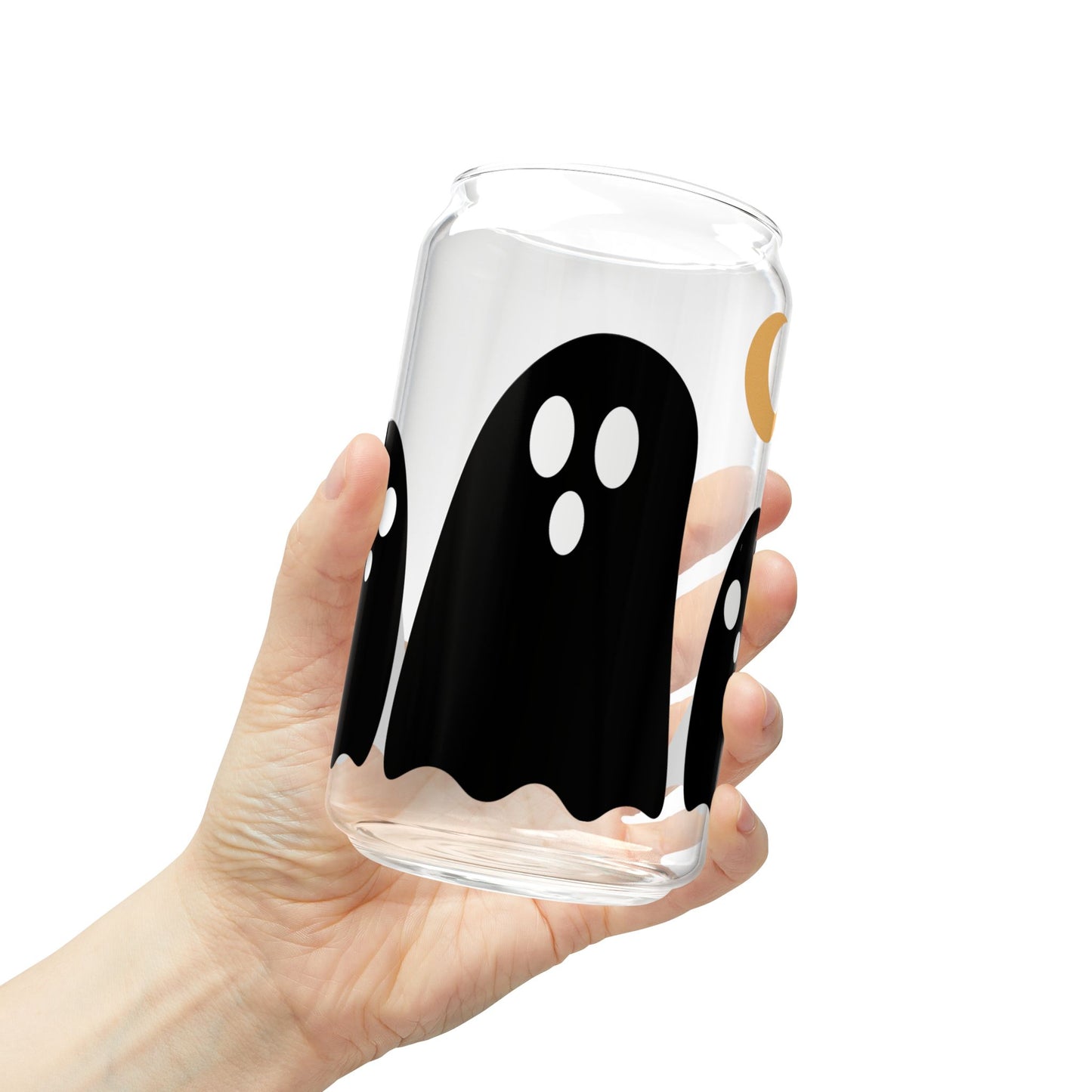 16oz Ghost Sipper Glass – Cute Halloween Drink Jar with Straw