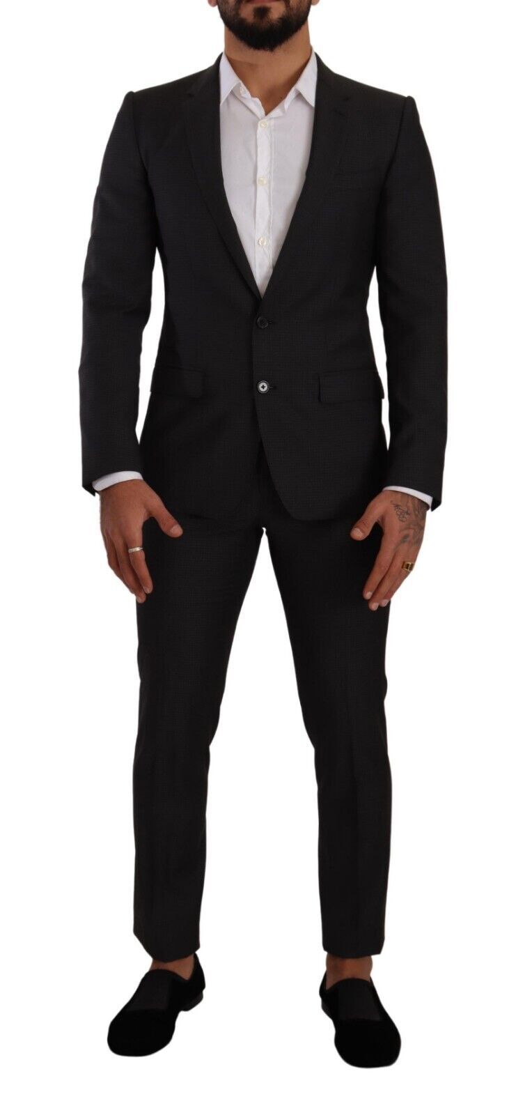 Dark Gray MARTINI Single Breasted 2 Piece Suit