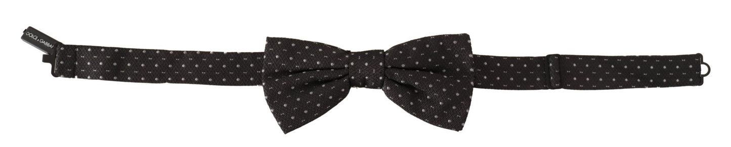 Dark Gray Polka Dot 100% Silk Neck Papillon Tie