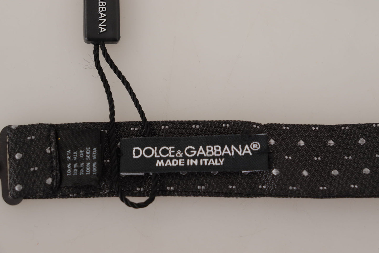 Dark Gray Polka Dot 100% Silk Neck Papillon Tie