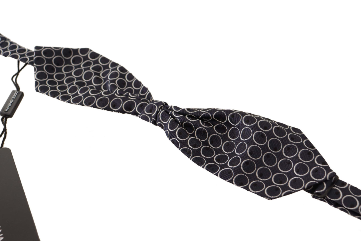 Dark Gray White Round 100% Silk Neck Papillon  Tie