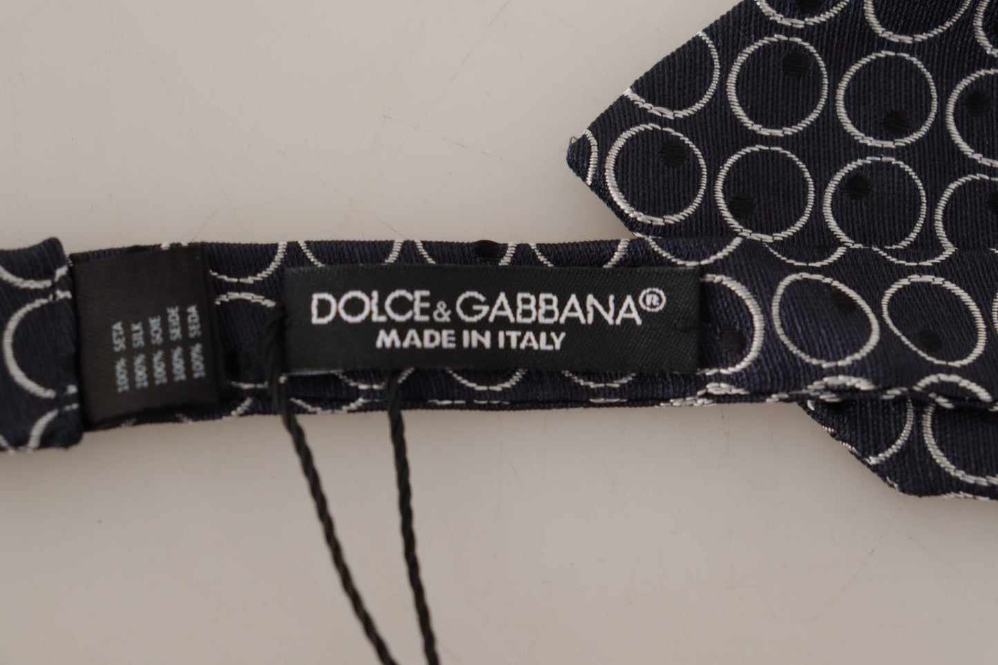 Dark Gray White Round 100% Silk Neck Papillon  Tie