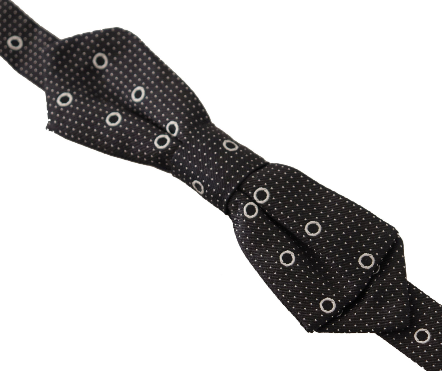 Dark Gray White Polka Dot 100% Silk Neck Papillon Tie