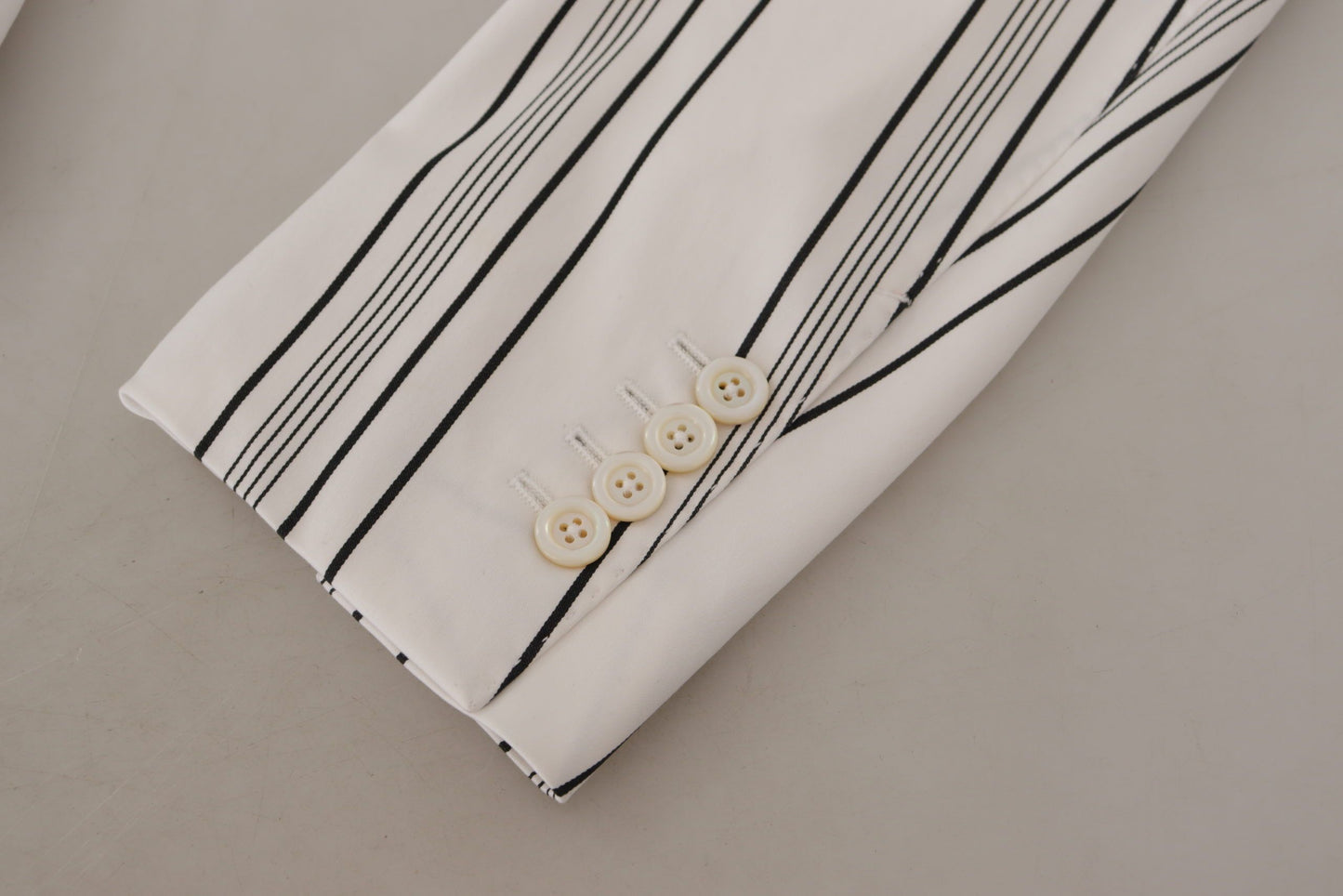 White Stripes Cotton Single Breasted Blazer