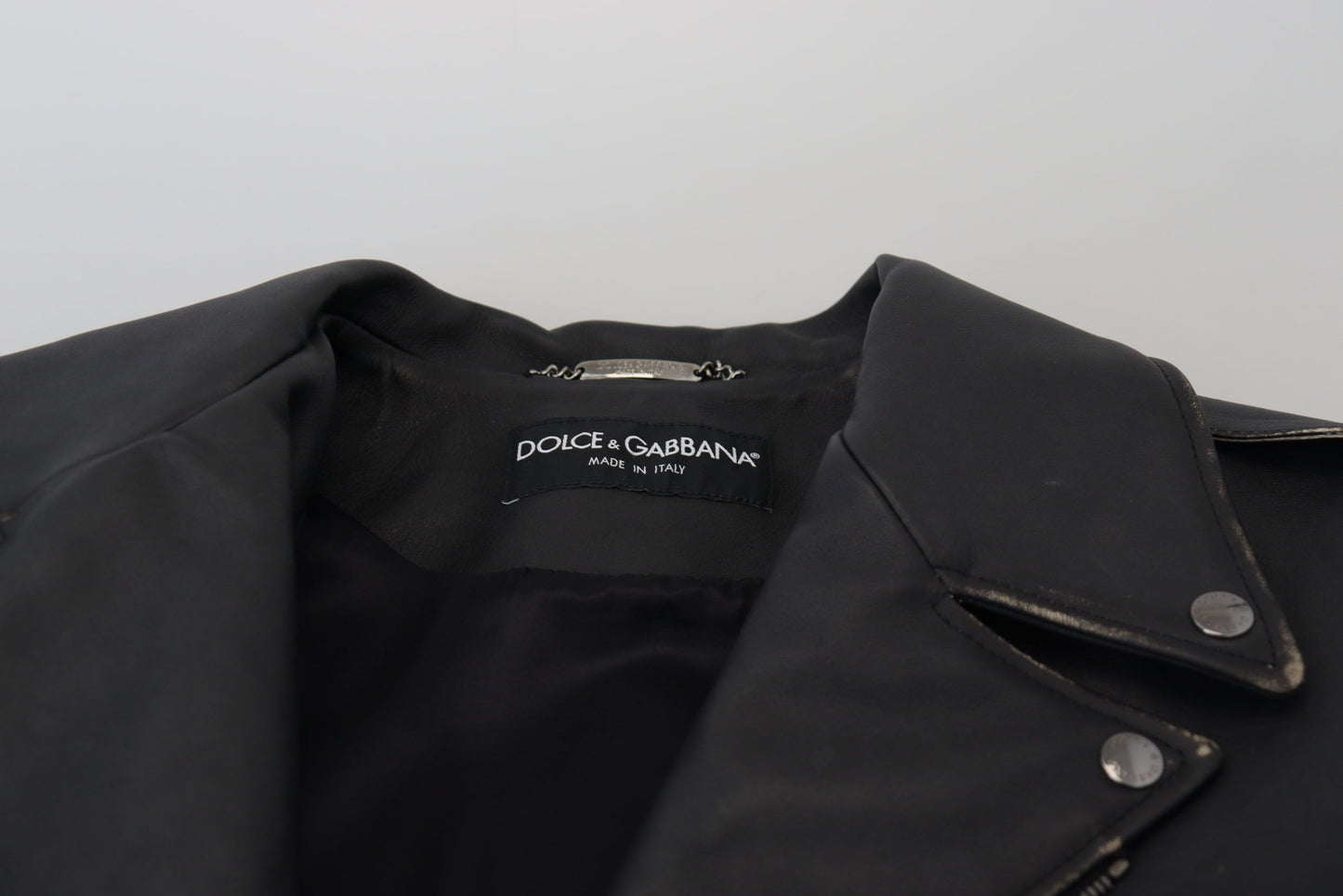 Black Leather Biker Coat Zipper Jacket