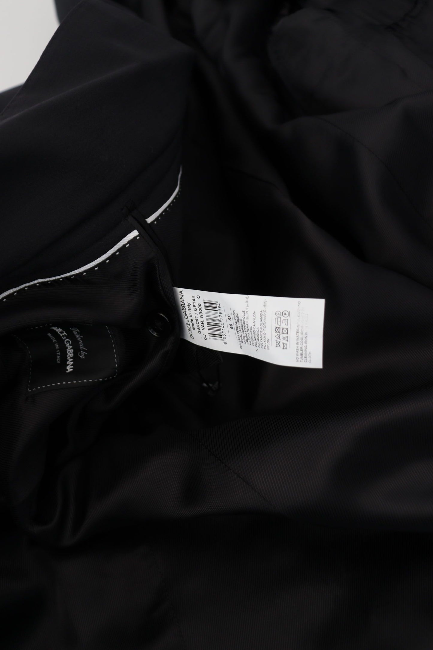 Black Wool Full Zip Long Sleeves Jacket
