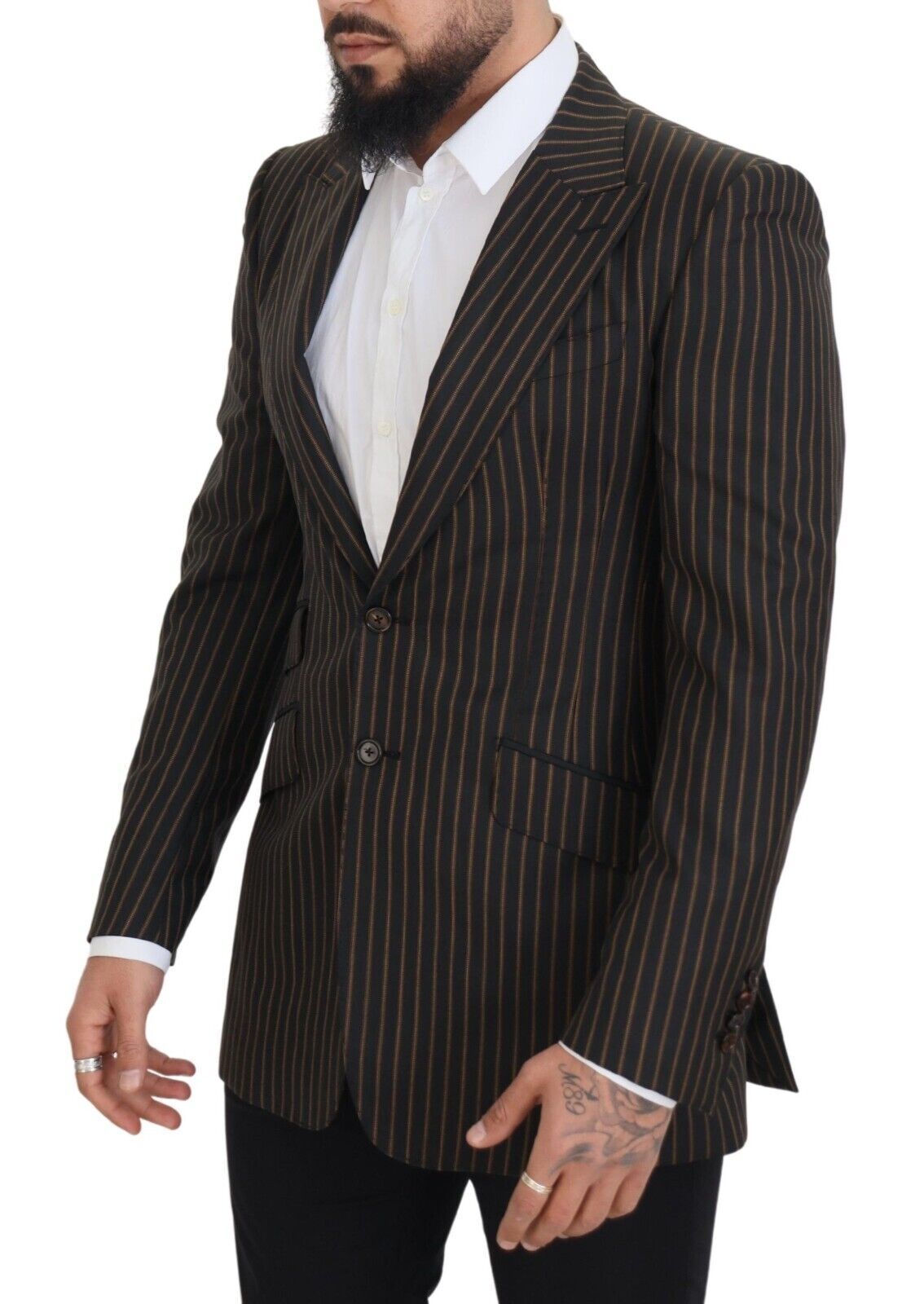 Dark Gray Stripes Single Breasted Blazer