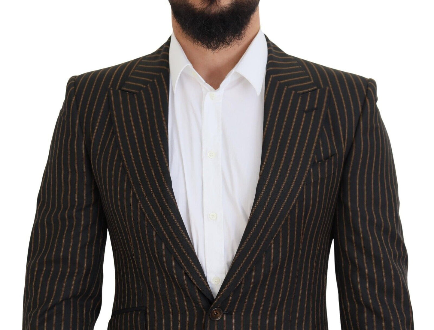 Dark Gray Stripes Single Breasted Blazer