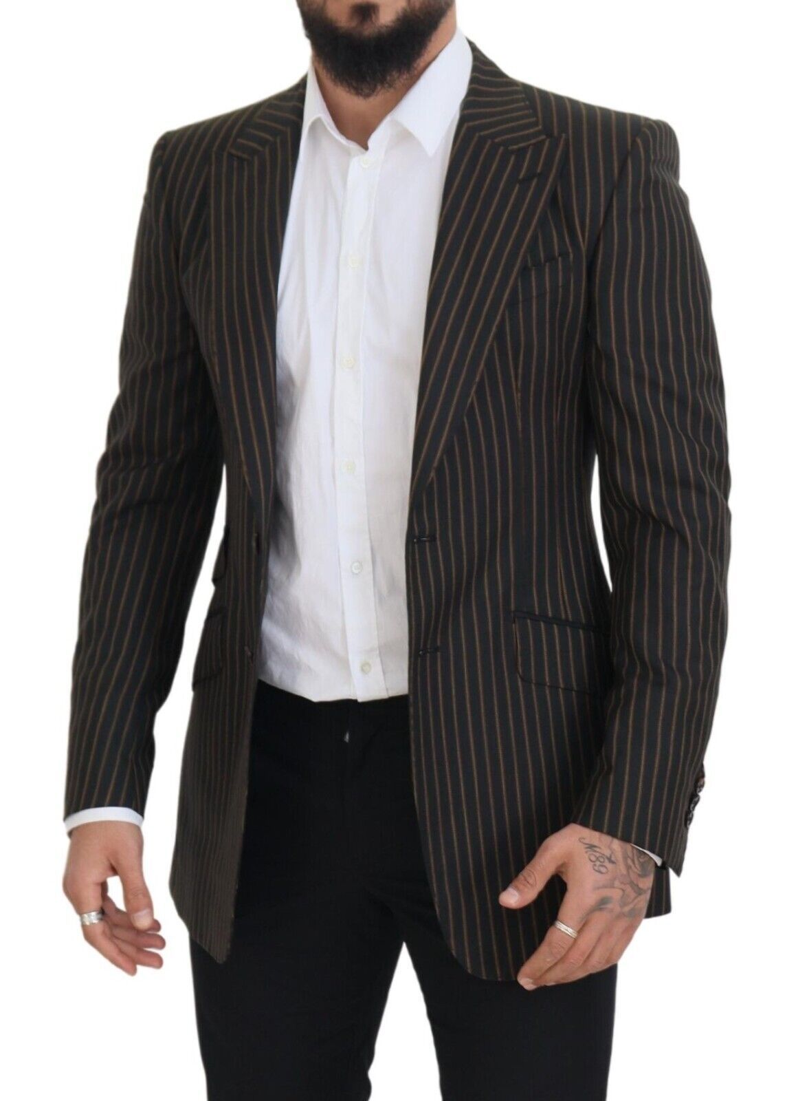 Dark Gray Stripes Single Breasted Blazer