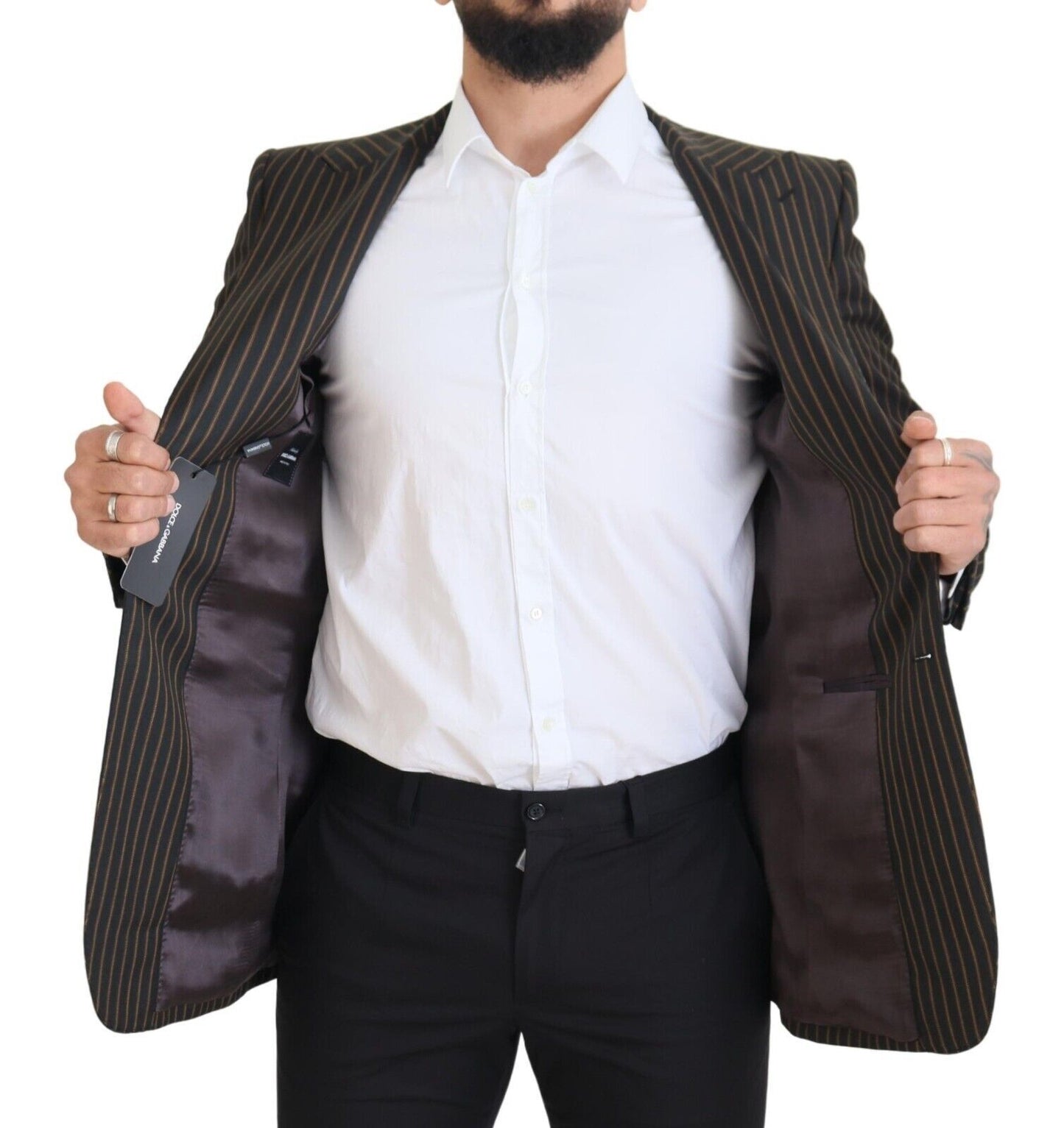 Dark Gray Stripes Single Breasted Blazer