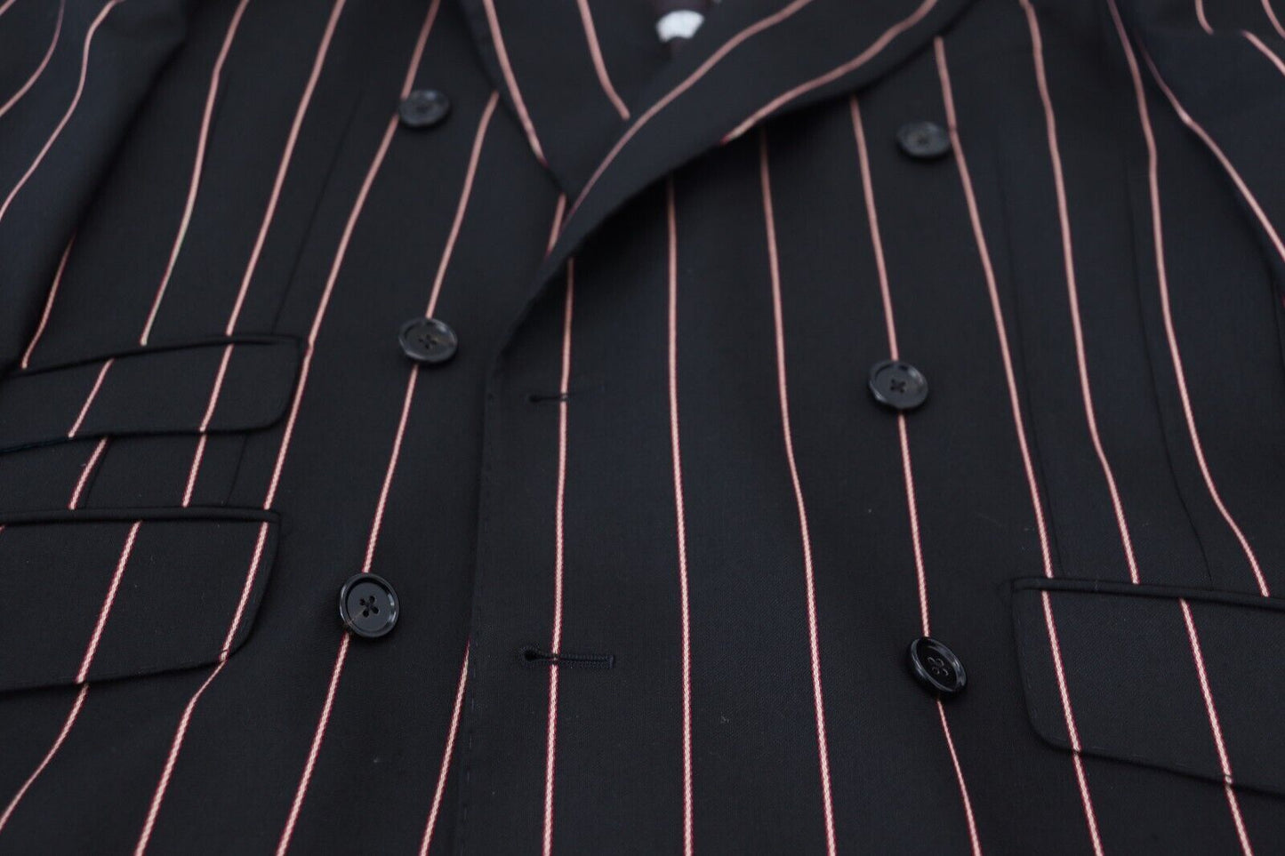 Dark Gray Stripes Viscose Double Breasted Blazer
