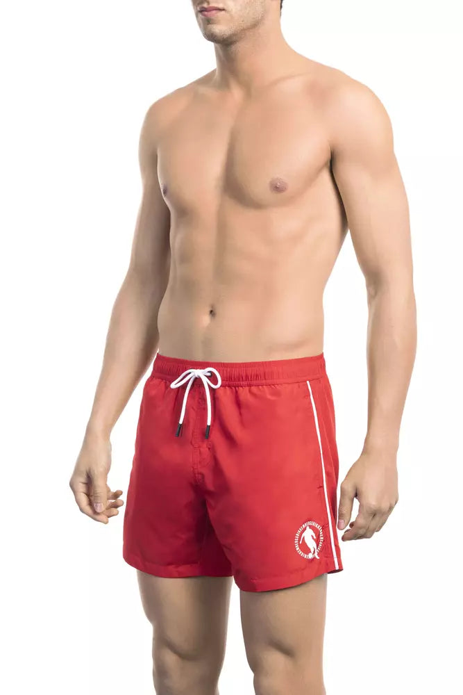 Black Polyester Men Swimsuit
